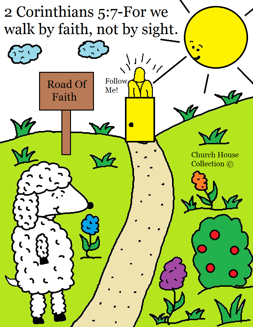 For We Walk By Faith Coloring Page